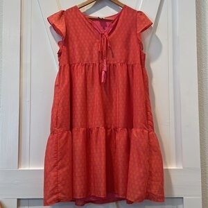J. Marie Ella Pink Orange Tiered Flutter Sleeve Dress Size Large